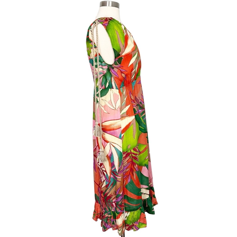 True Destinations Tropical Floral Sleeveless Midi Dress Size M - Picture 4 of 10